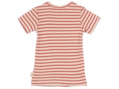 Petit Piao t-shirt lys berry/mørk råhvid stribet